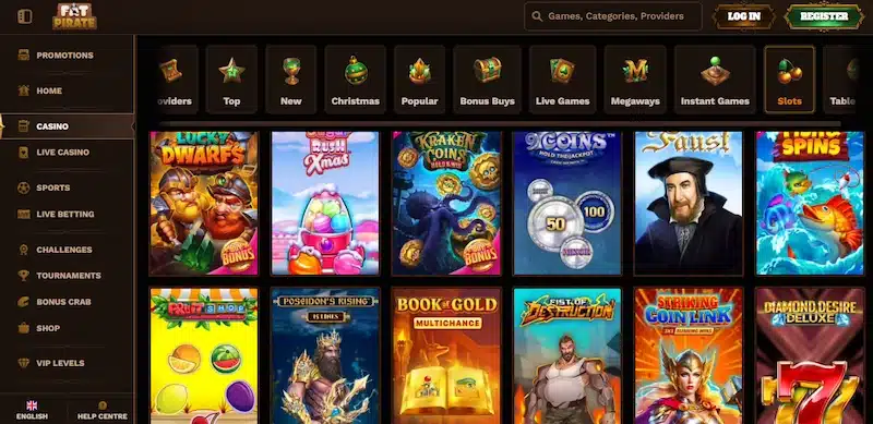 Schermata di fatpirate login da smartphone