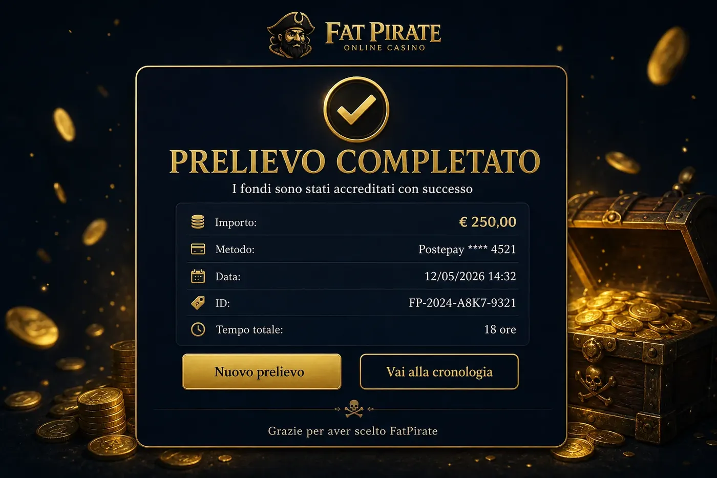 Prelievo completato: 250€ accreditati su Postepay in 18 ore